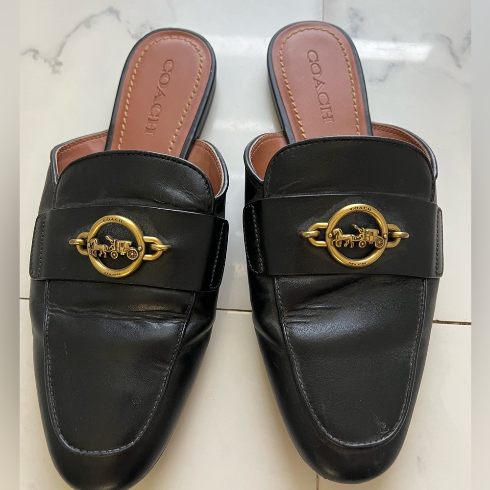 Coach black mules 10